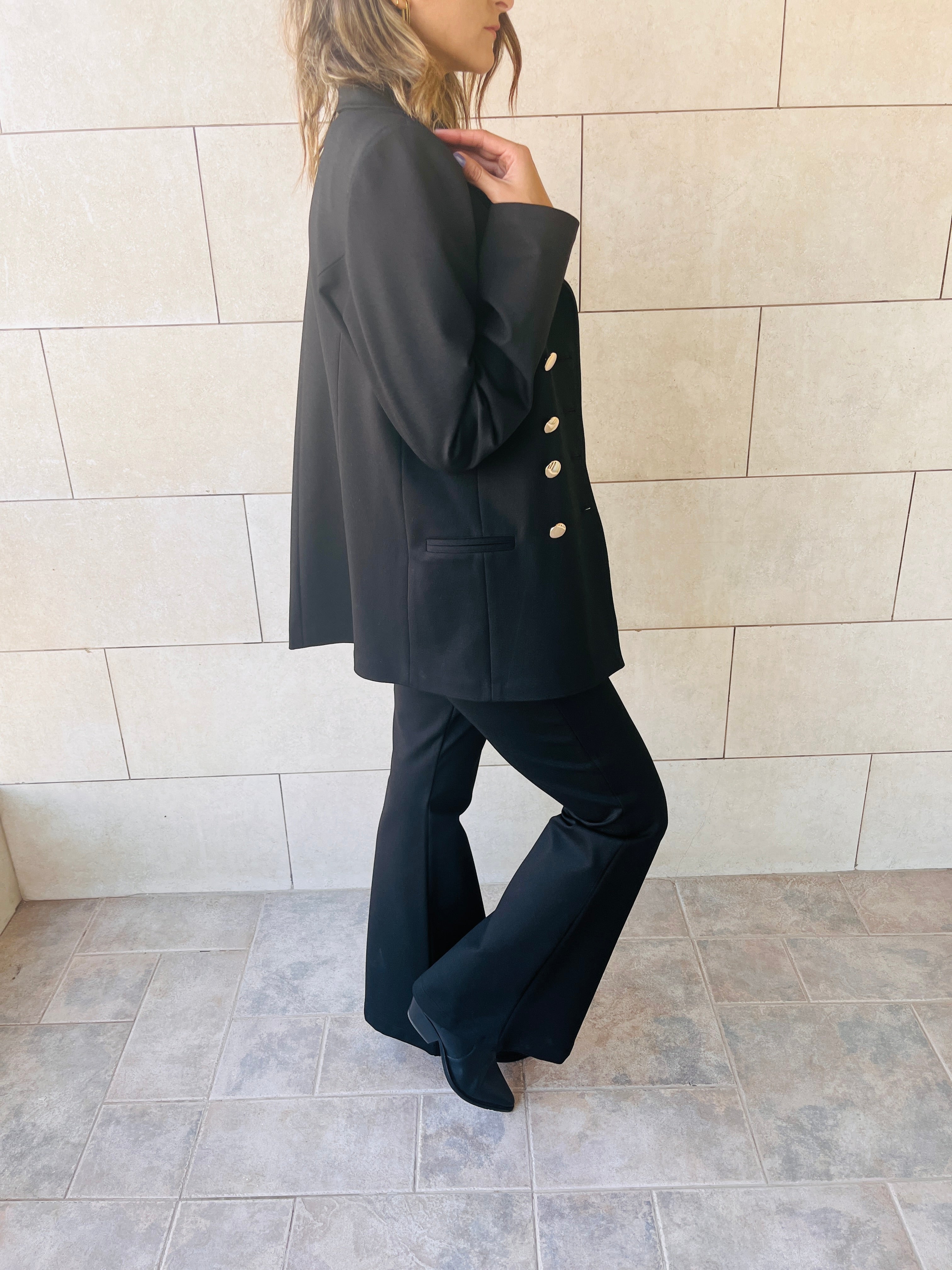 Black Luxe Double Breasted Blazer