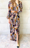 Multi Orient Print Maxi Dress