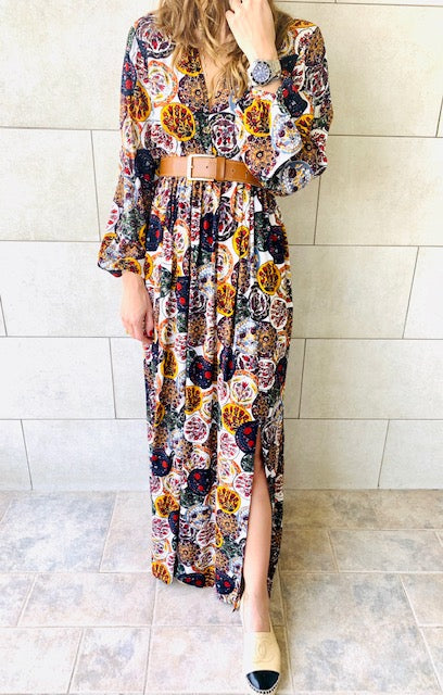 Multi Orient Print Maxi Dress
