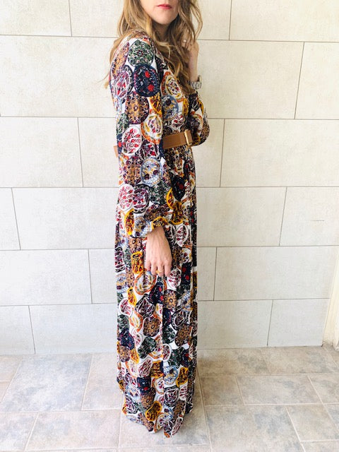 Multi Orient Print Maxi Dress