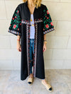 Black Statement Maliqa Embroidered Linen Kimono