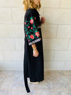 Black Statement Maliqa Embroidered Linen Kimono