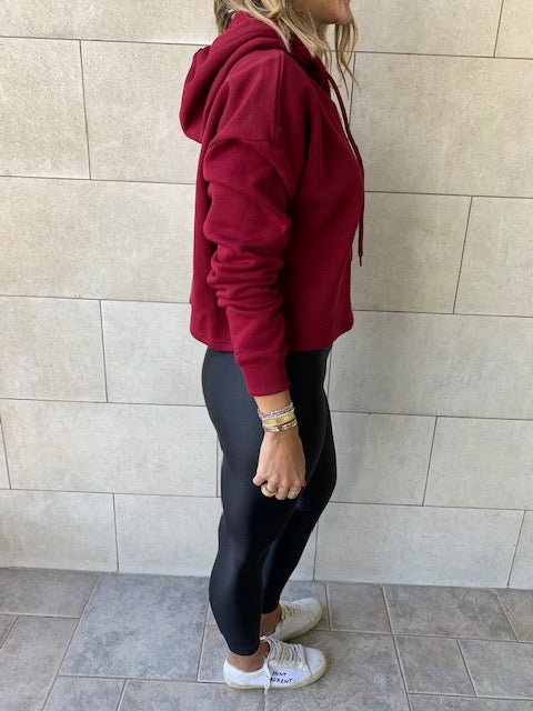 Burgundy Cropped Hoodie