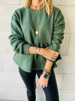 Olive Peplum Sweatshirt