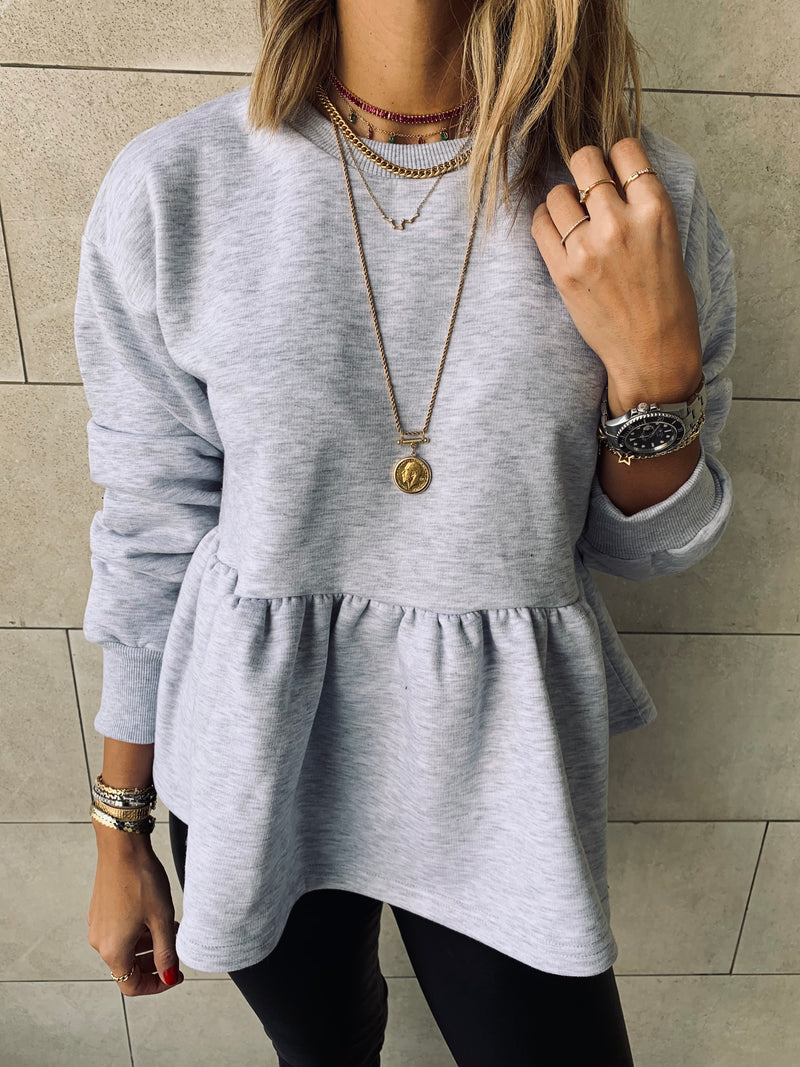 Grey Peplum Sweatshirt