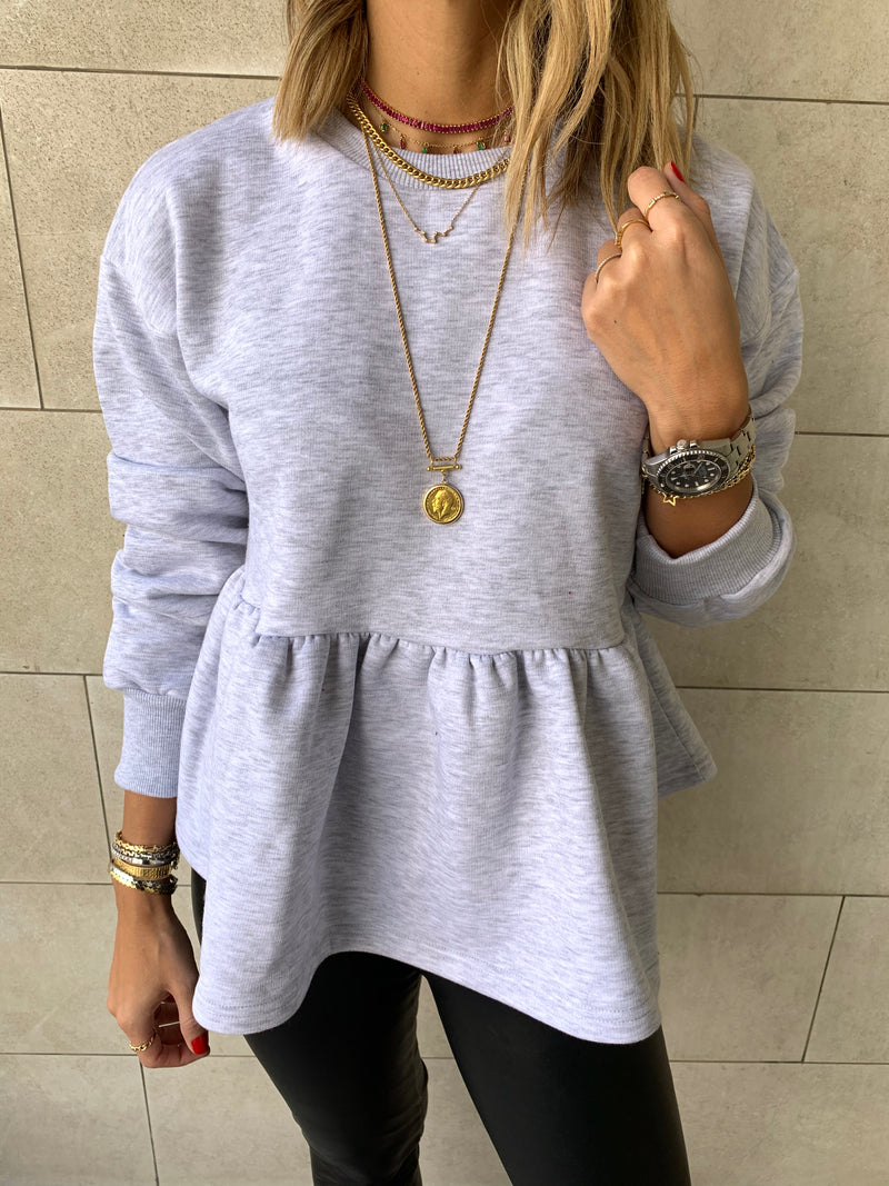 Grey Peplum Sweatshirt
