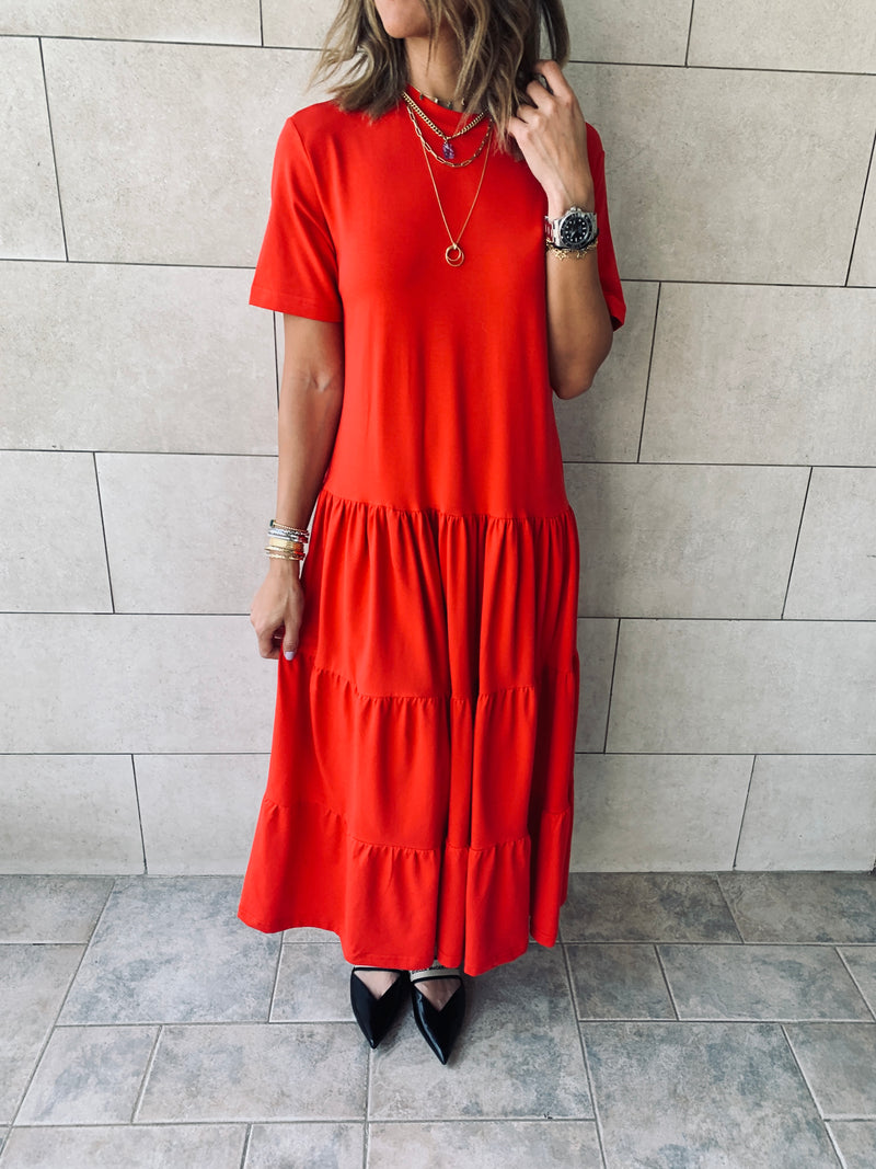 Red Tiered Dress