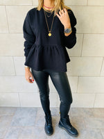 Black Peplum Sweatshirt
