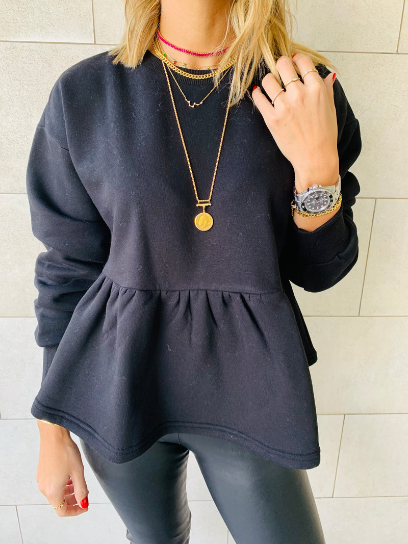 Black Peplum Sweatshirt
