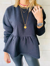 Black Peplum Sweatshirt