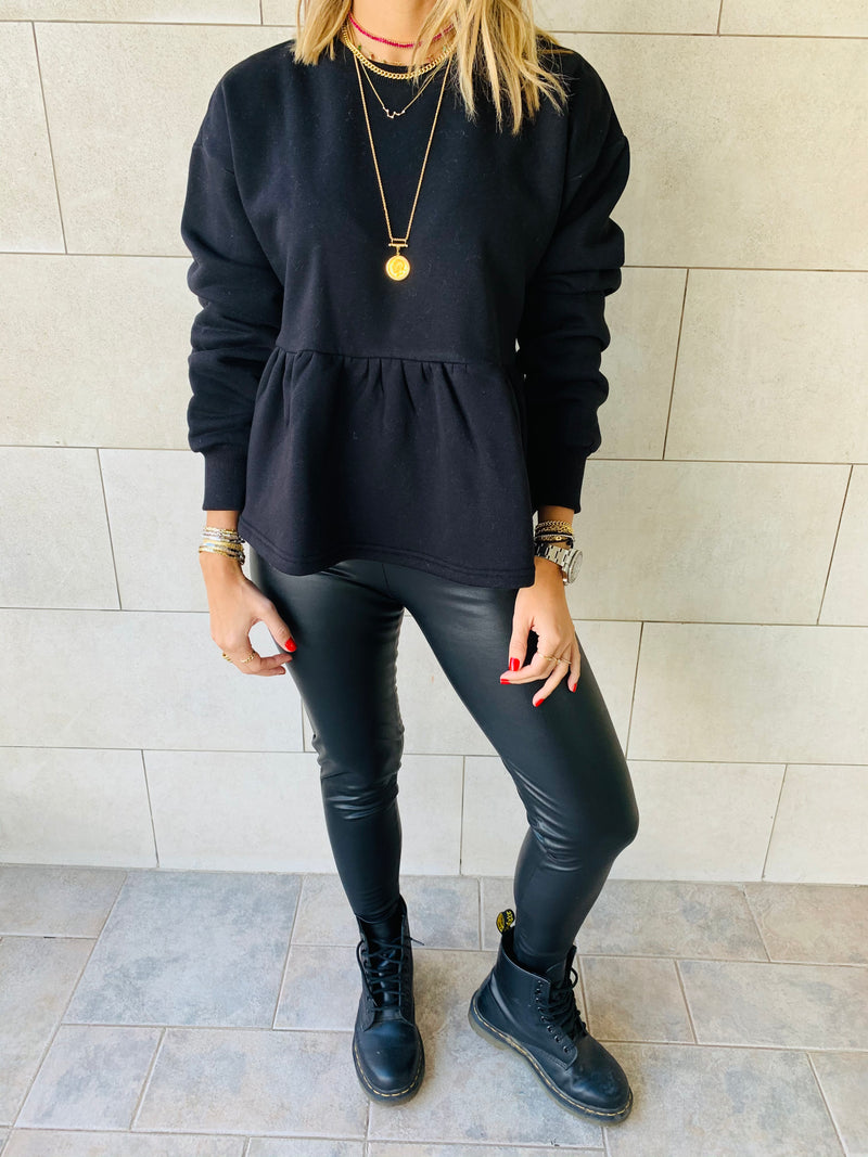 Black Peplum Sweatshirt