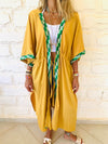 Mustard Embellished Trim Kimono