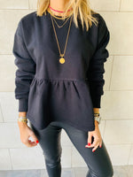 Black Peplum Sweatshirt