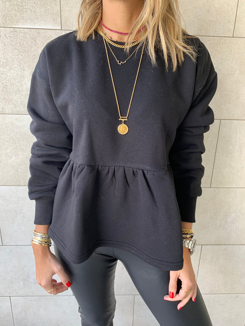 Black Peplum Sweatshirt