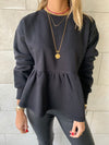 Black Peplum Sweatshirt