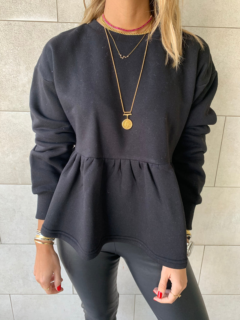 Black Peplum Sweatshirt
