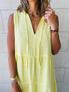 Yellow Linen Maxi Tiered Dress