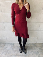 Knit Me Up Burgundy Dress