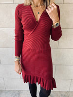 Knit Me Up Burgundy Dress