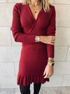 Knit Me Up Burgundy Dress