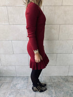 Knit Me Up Burgundy Dress