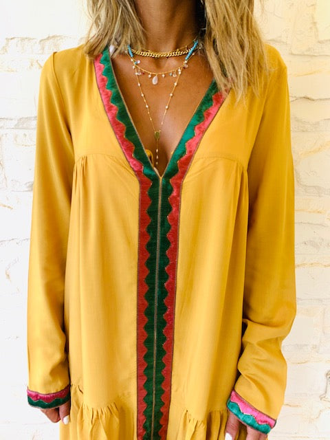 Mustard Ree Embellished Dress