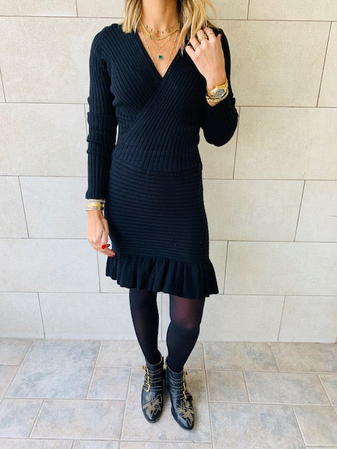 Knit Me Up Black Dress