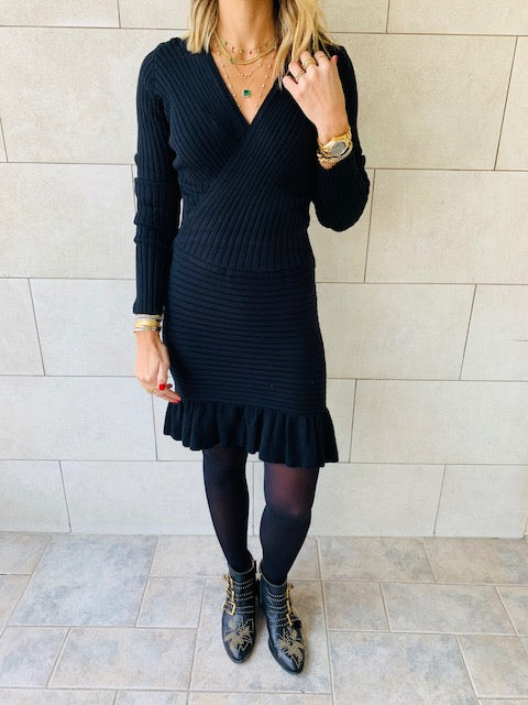 Knit Me Up Black Dress