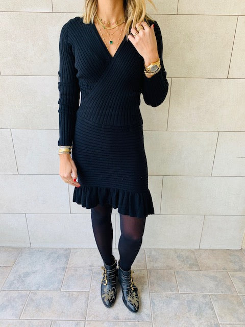Knit Me Up Black Dress