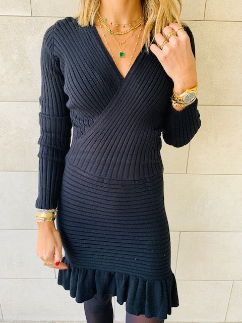 Knit Me Up Black Dress