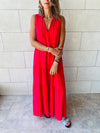 Rouge Linen Maxi Tiered Dress