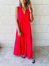 Rouge Linen Maxi Tiered Dress