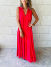 Rouge Linen Maxi Tiered Dress