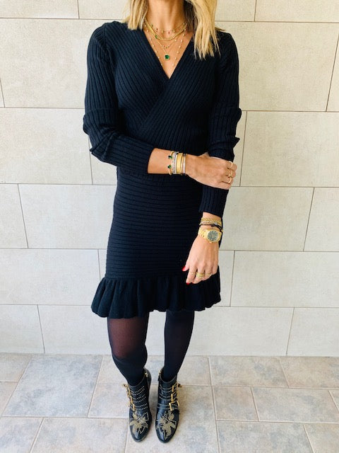 Knit Me Up Black Dress
