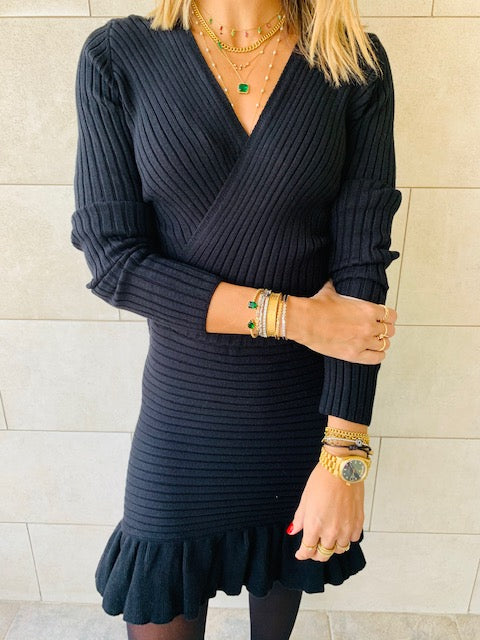 Knit Me Up Black Dress