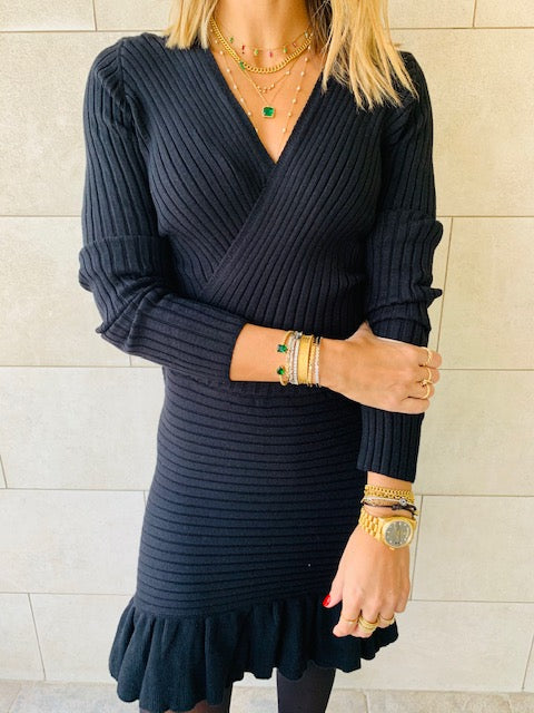 Knit Me Up Black Dress