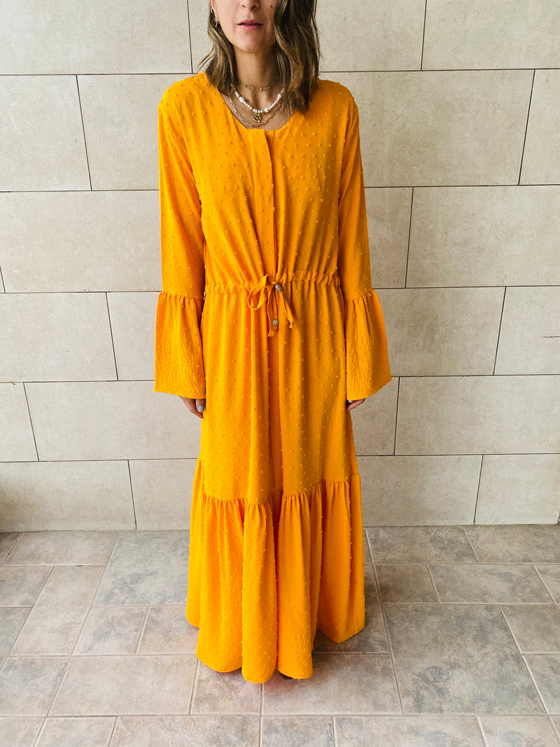 Tangerine Dottie Button Down Dress