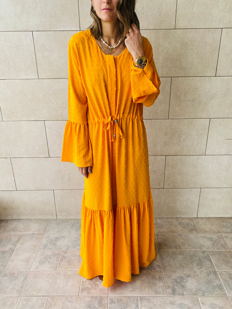 Tangerine Dottie Button Down Dress