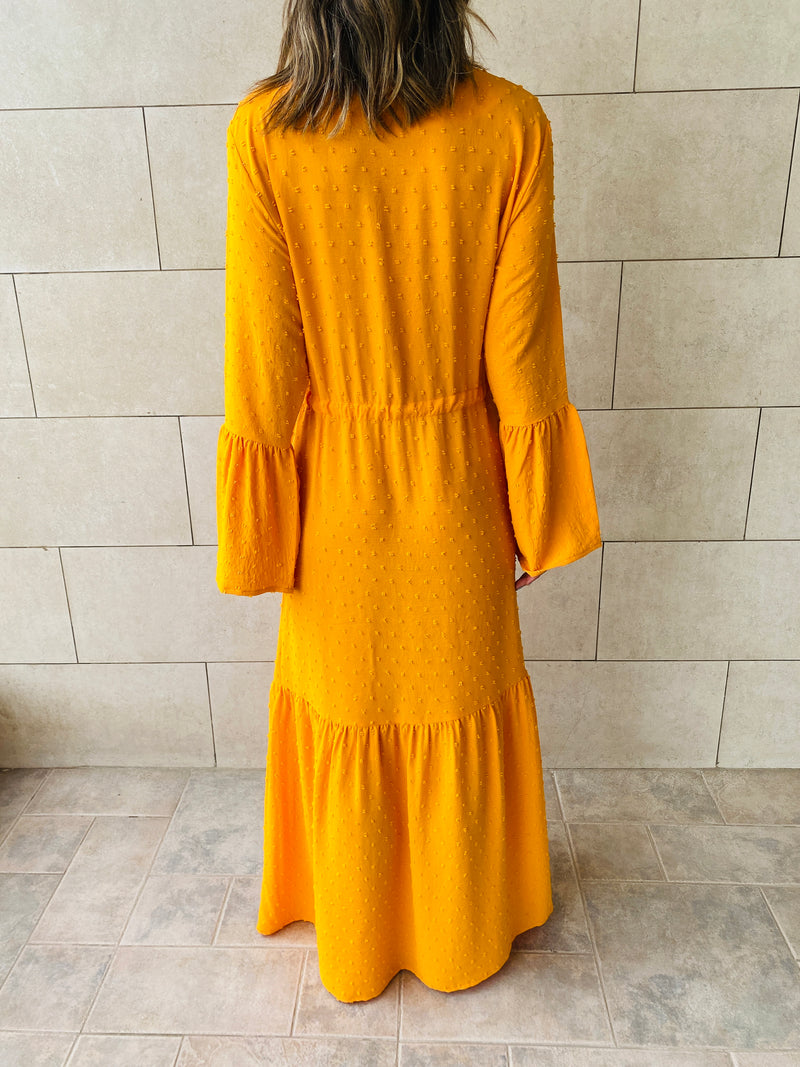 Tangerine Dottie Button Down Dress