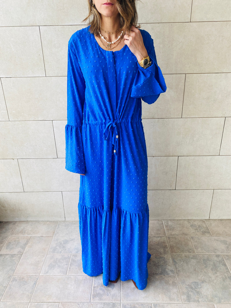 Azure Dottie Button Down Dress