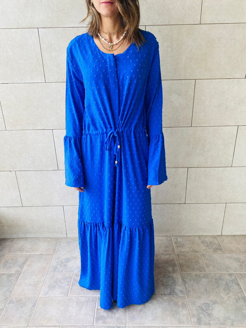 Azure Dottie Button Down Dress