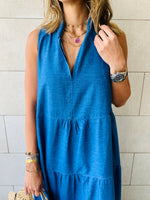 Denim Tiered Maxi Dress