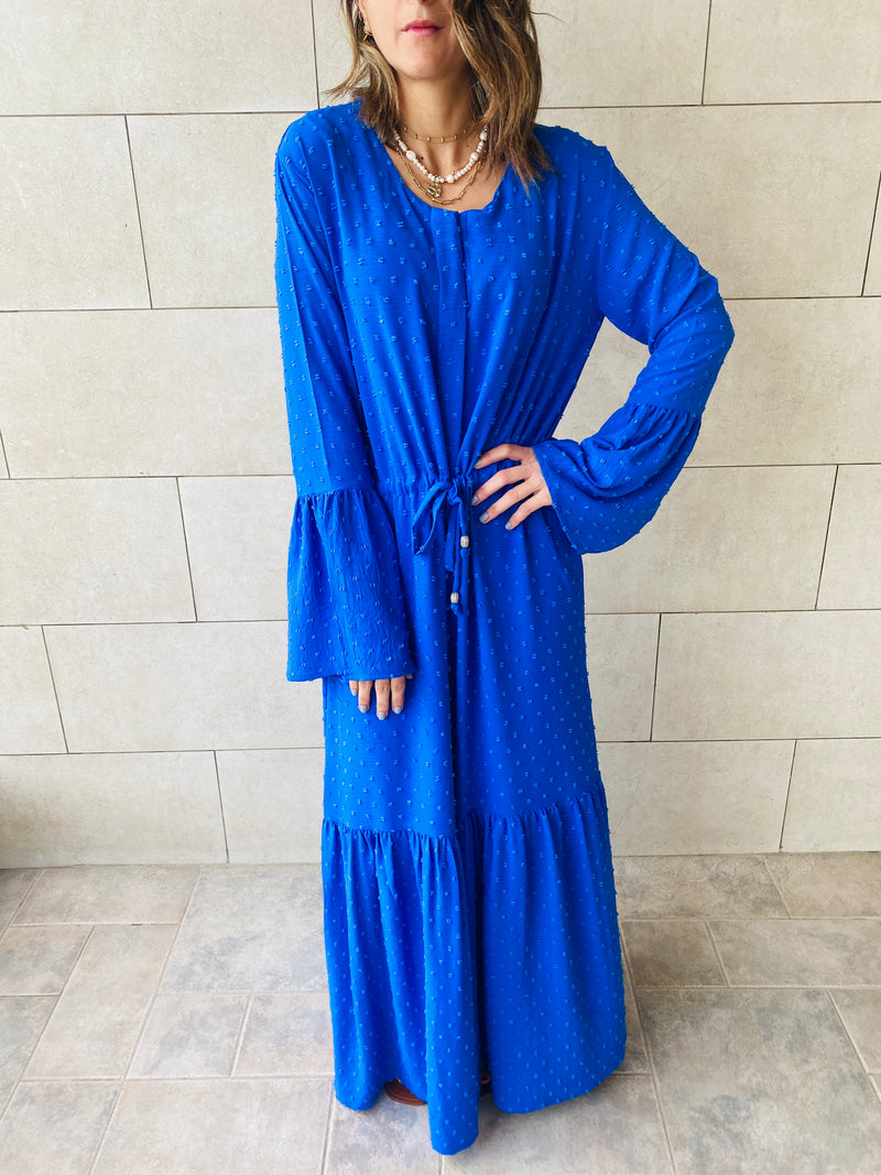 Azure Dottie Button Down Dress
