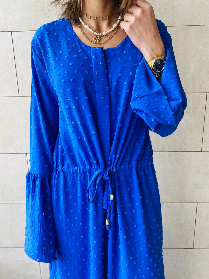 Azure Dottie Button Down Dress