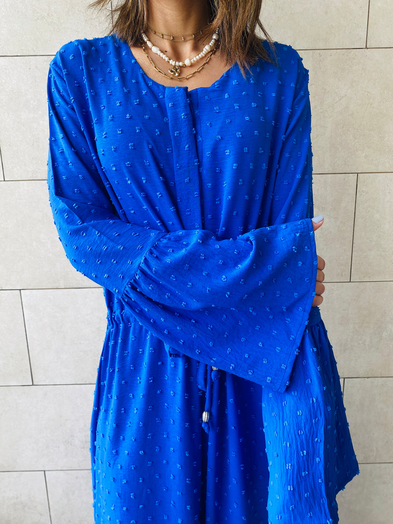 Azure Dottie Button Down Dress