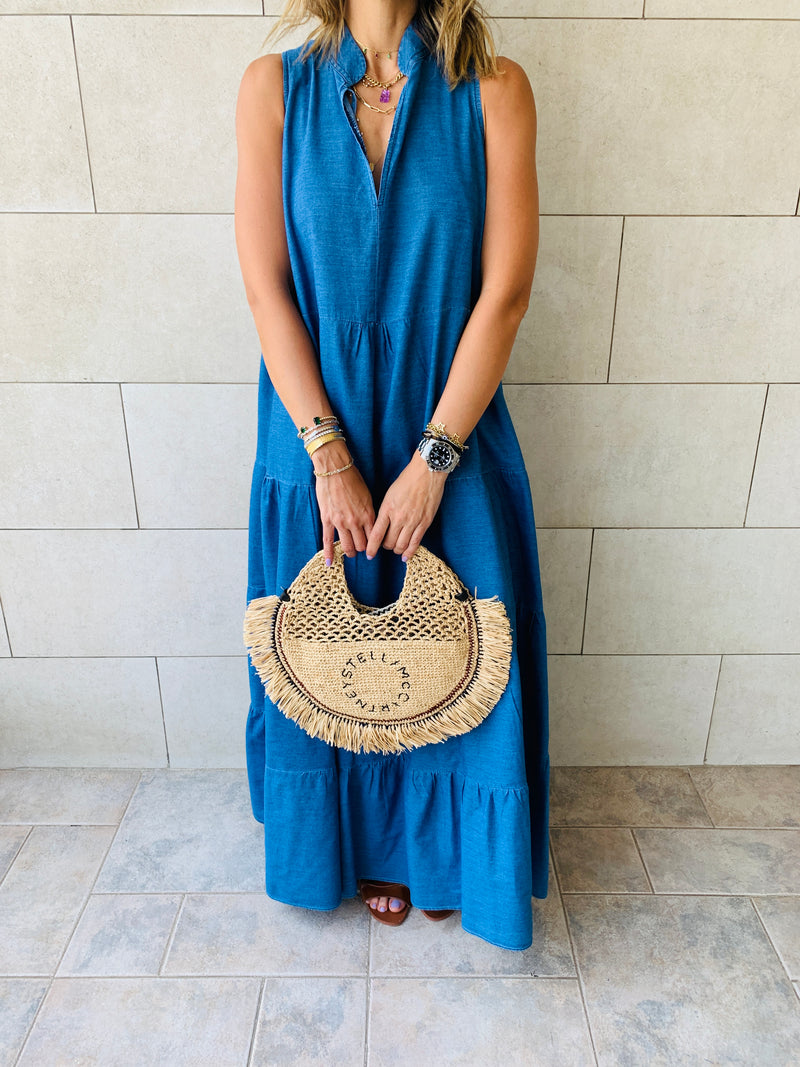 Denim Tiered Maxi Dress