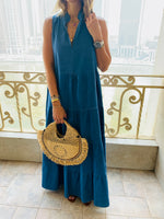 Denim Tiered Maxi Dress