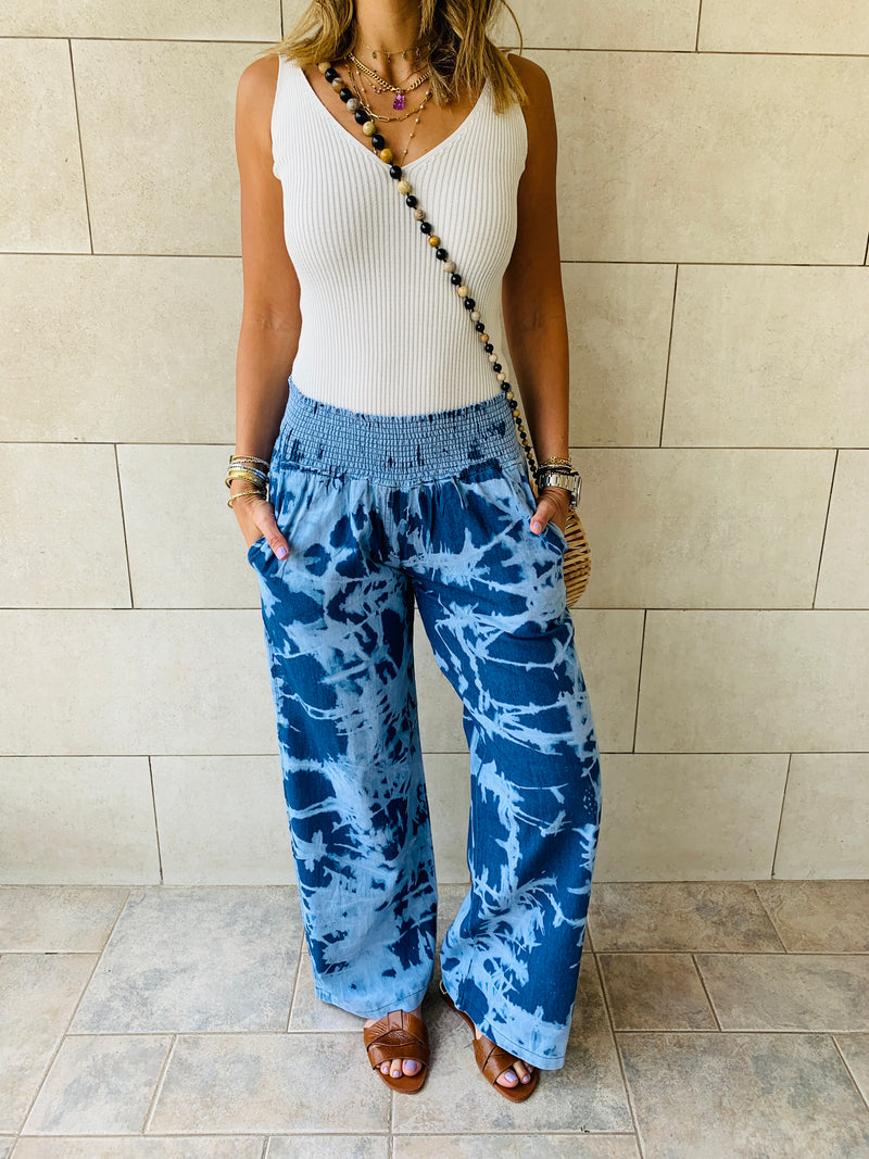 Tie Dye Denim Flare Pants