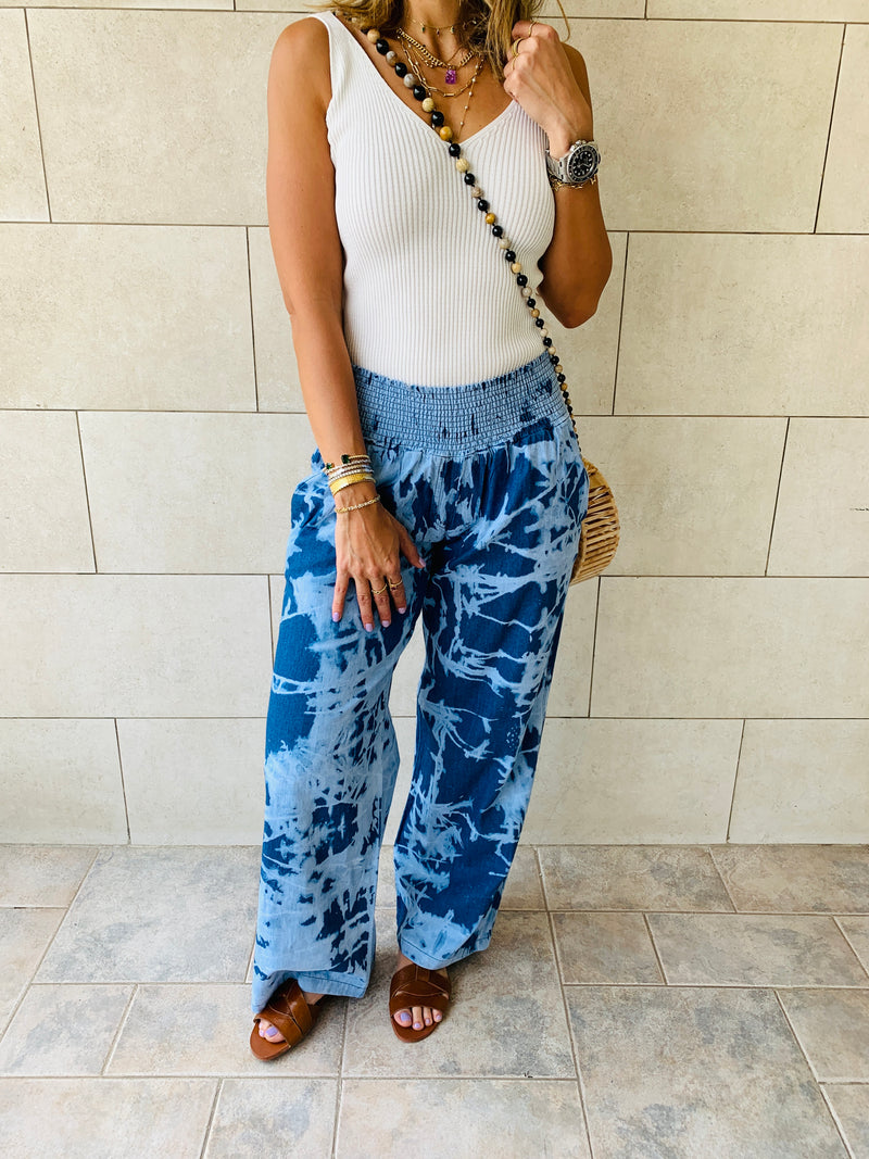 Tie Dye Denim Flare Pants