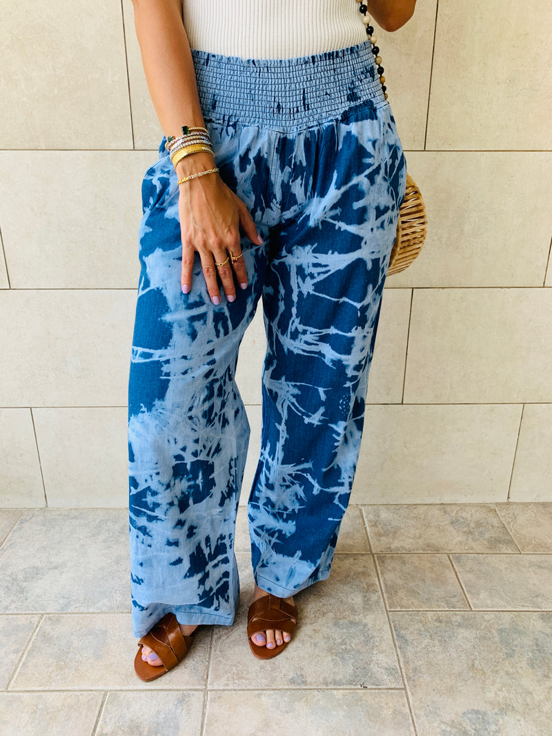 Tie Dye Denim Flare Pants